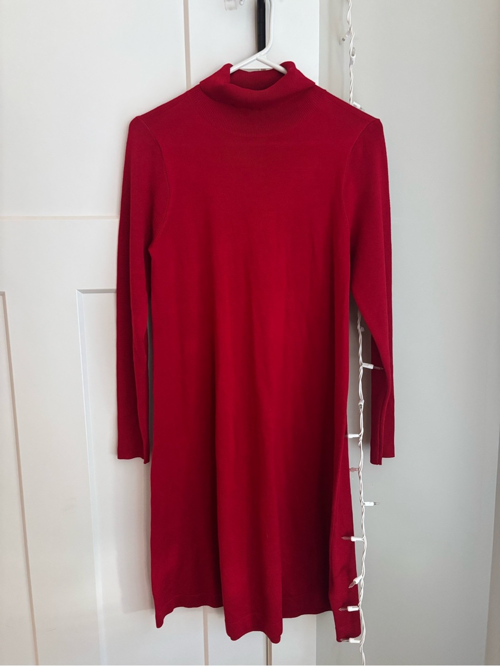 AGB Red Ribbed Turtleneck Dress
